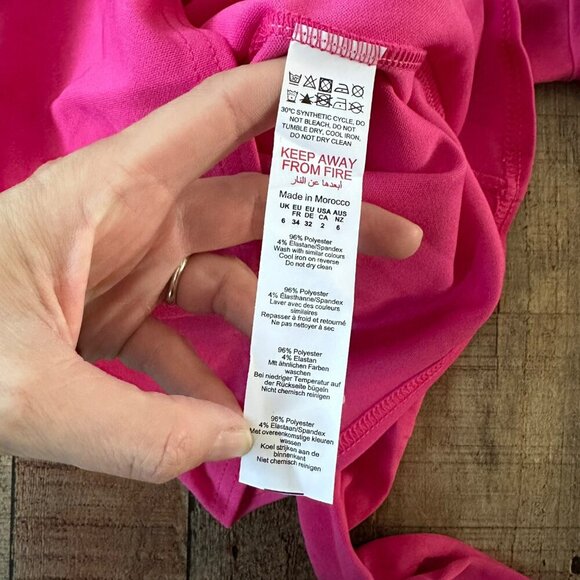 Bohoo Pink Scuba Puff Sleeve Wrap Mini Dress With Belt Size 2 - Picture 10 of 11